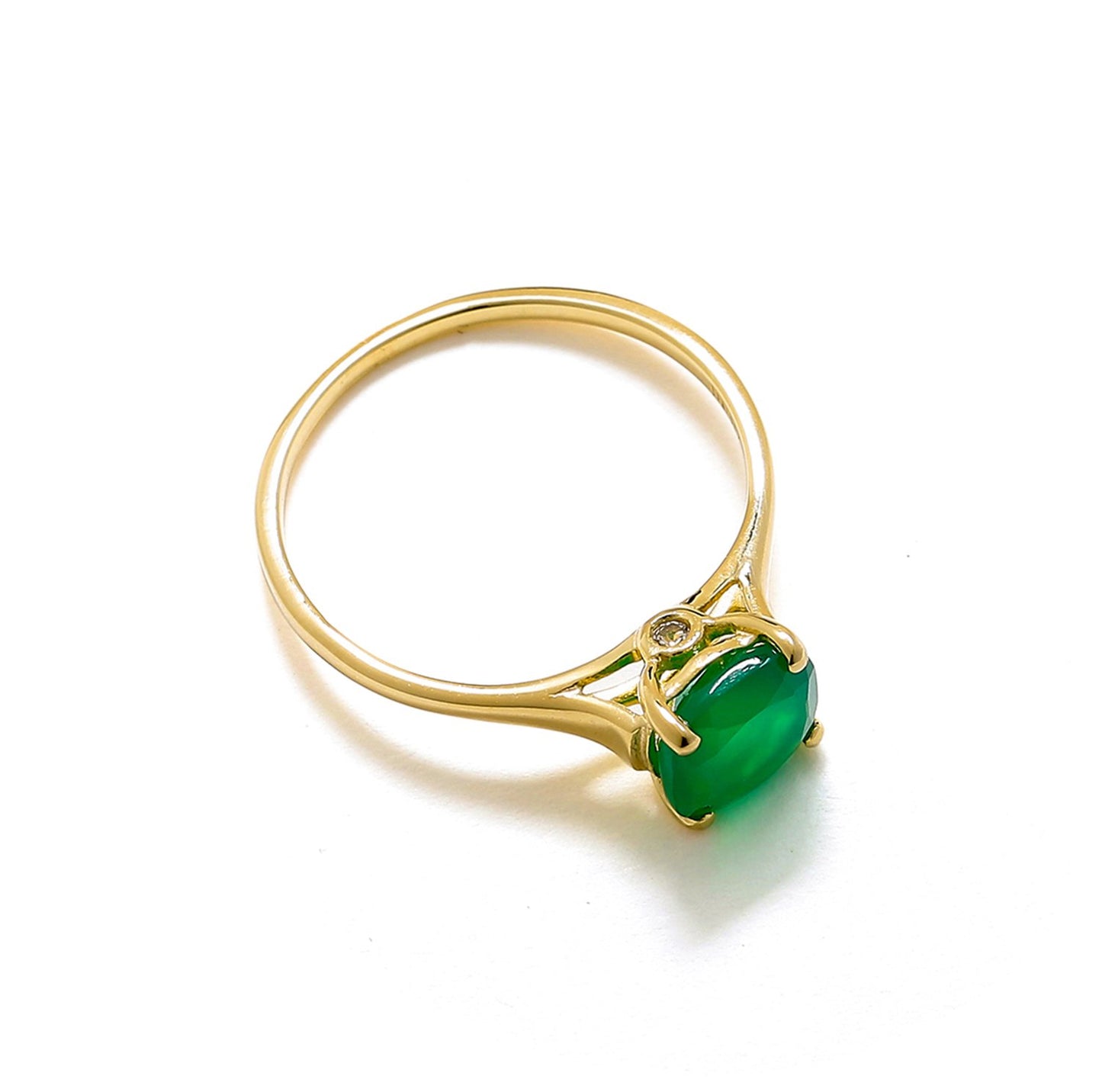 Tiramisu 1.30 Ct Green Onyx Solid 10k Yellow Gold Ring Jewelry