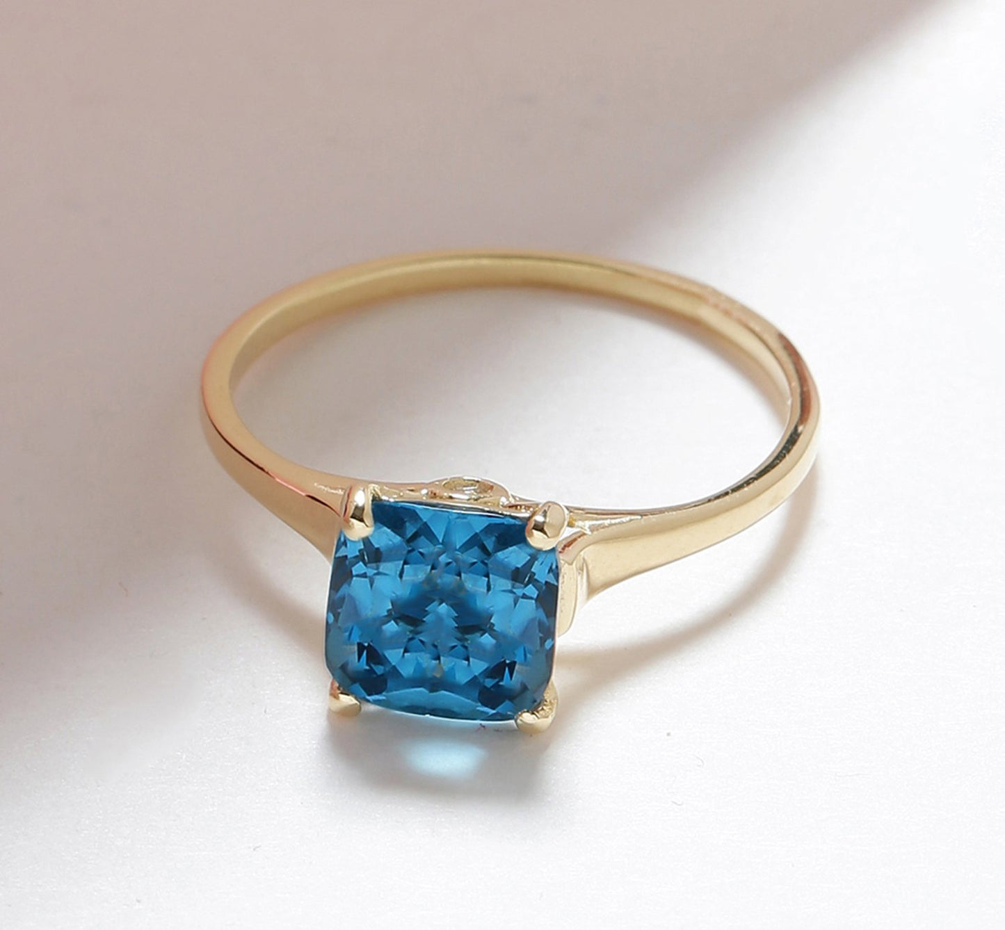 Tiramisu 1.81 Ct London Blue Topaz Solid 10k Yellow Gold Ring Jewelry