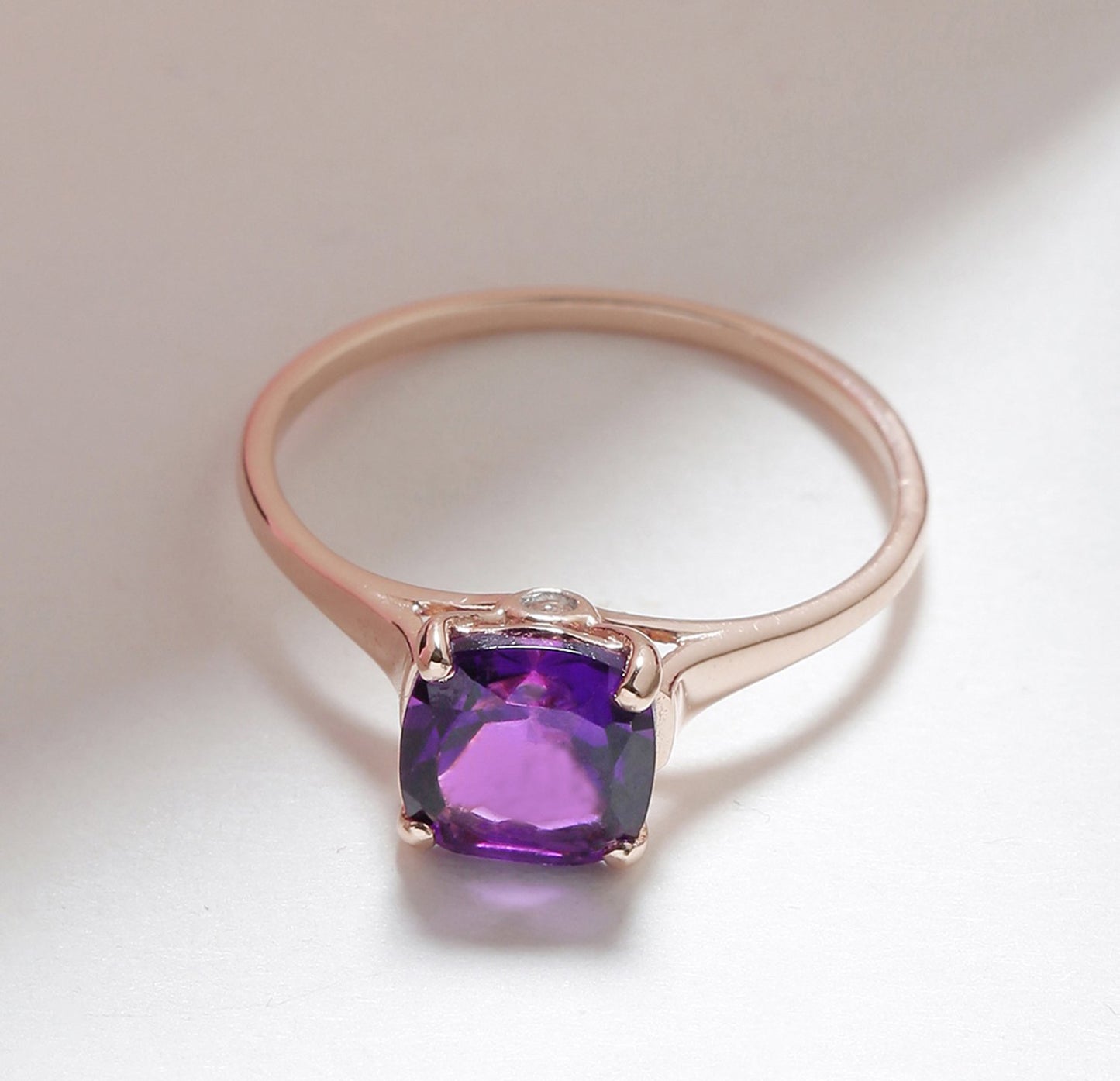 Tiramisu 1.46 Ct Amethyst Solid 10k Rose Gold Ring Jewelry