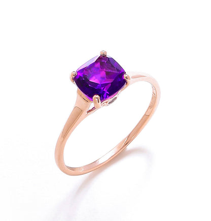 Tiramisu 1.46 Ct Amethyst Solid 10k Rose Gold Ring Jewelry