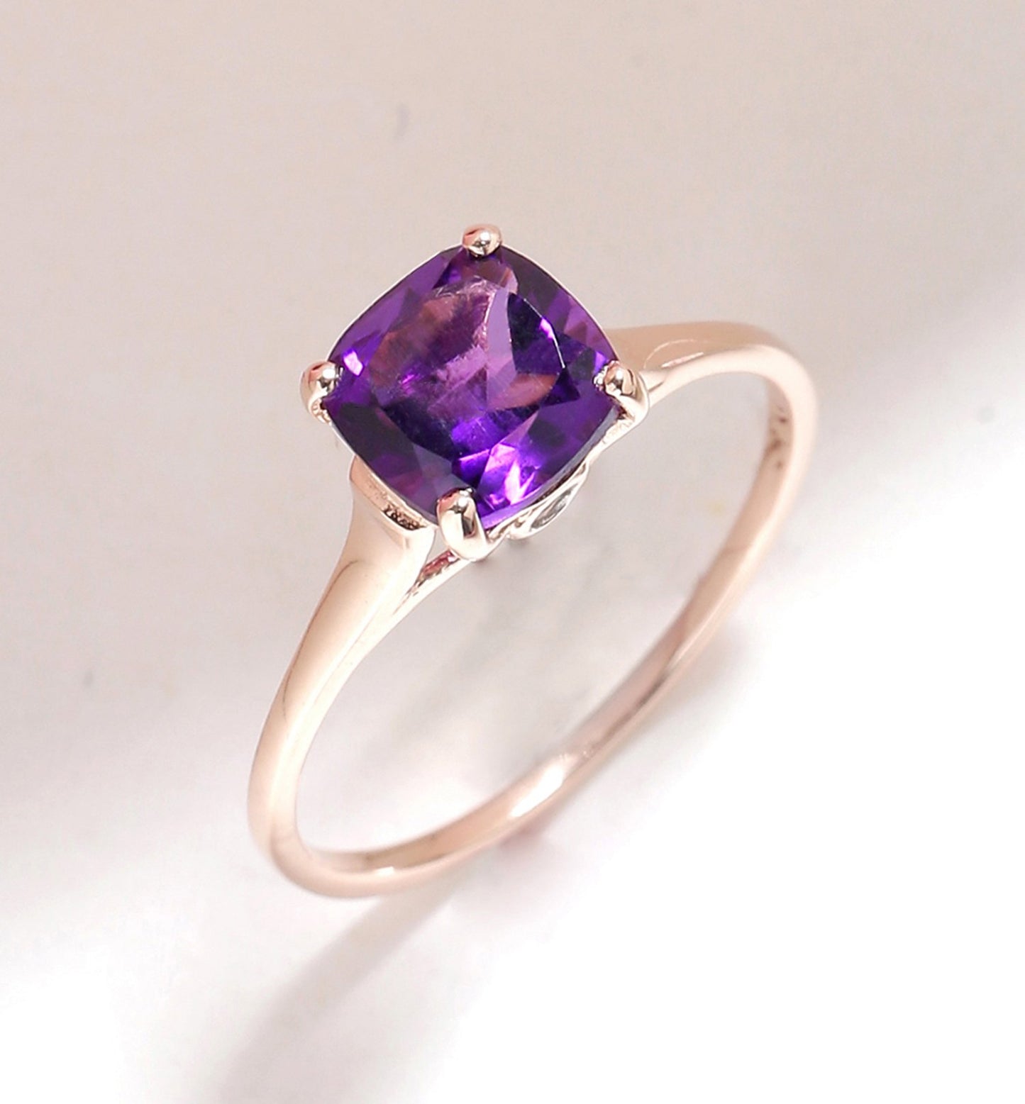 Tiramisu 1.46 Ct Amethyst Solid 10k Rose Gold Ring Jewelry