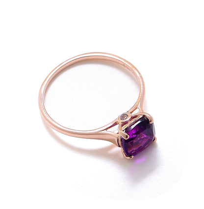 Tiramisu 1.46 Ct Amethyst Solid 10k Rose Gold Ring Jewelry