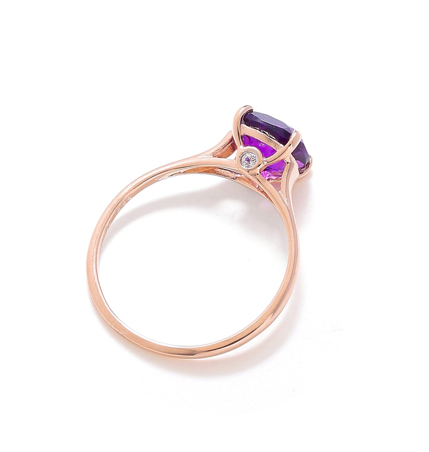 Tiramisu 1.46 Ct Amethyst Solid 10k Rose Gold Ring Jewelry