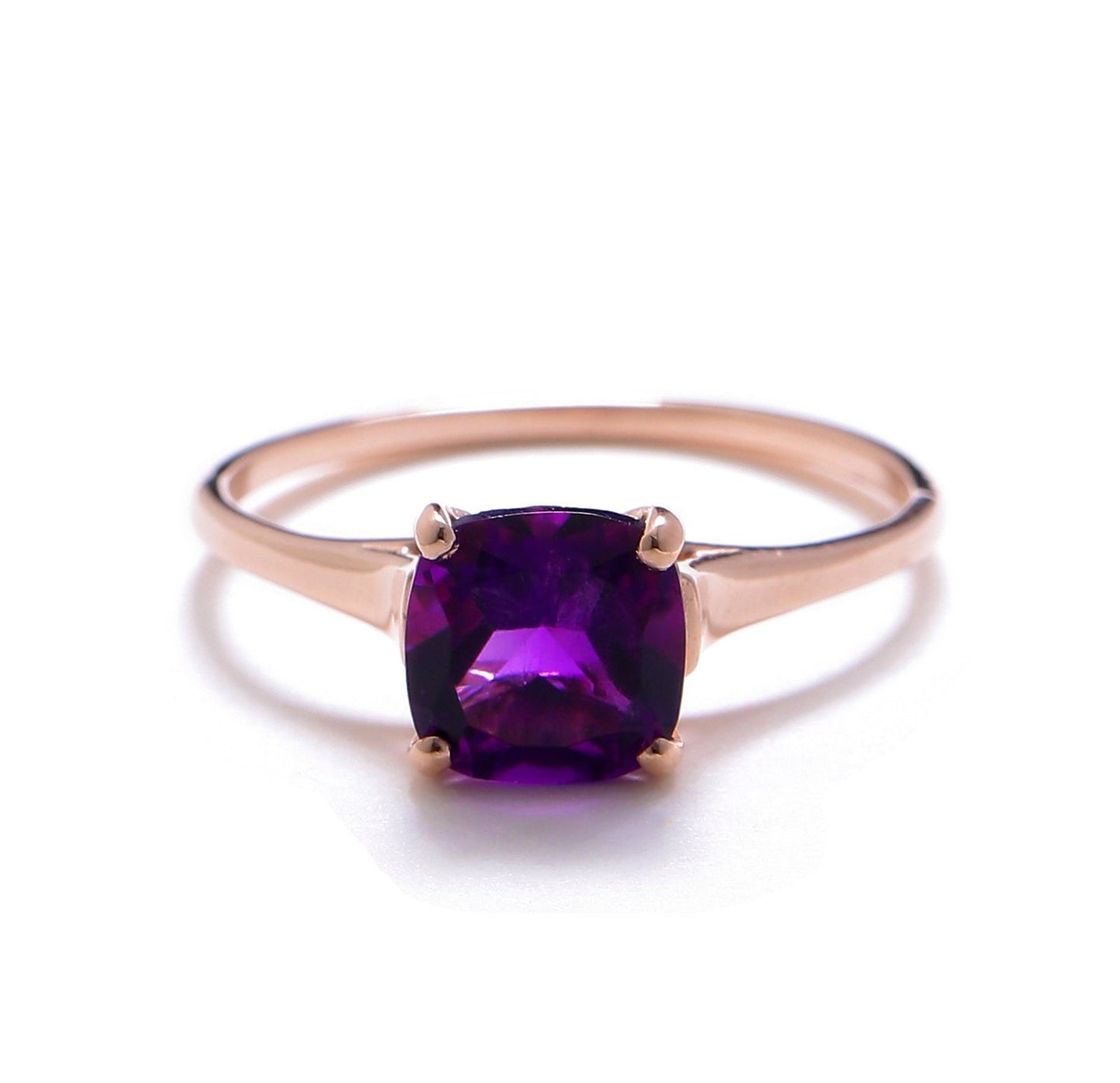 Tiramisu 1.46 Ct Amethyst Solid 10k Rose Gold Ring Jewelry