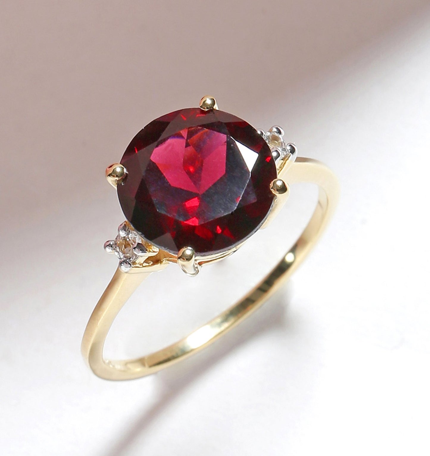 Tiramisu 3.85 Ct Garnet Solid 10k Yellow Gold Ring Jewelry