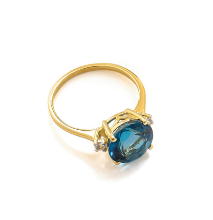 Tiramisu 3.90 Ct London Blue Topaz Solid 10k Yellow Gold Ring Jewelry