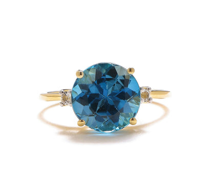 Tiramisu 3.90 Ct London Blue Topaz Solid 10k Yellow Gold Ring Jewelry