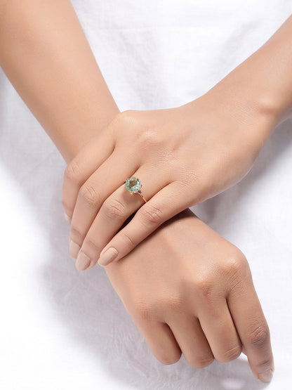 Tiramisu 3.10 Ct Green Amethyst Solid 10k Rose Gold Ring Jewelry