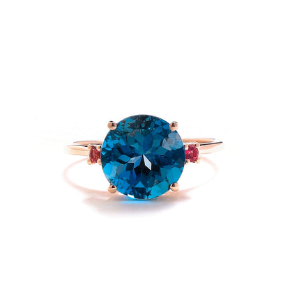 Tiramisu 3.90 Ct London Blue Topaz Pink Tourmaline Solid 10k Rose Gold Ring