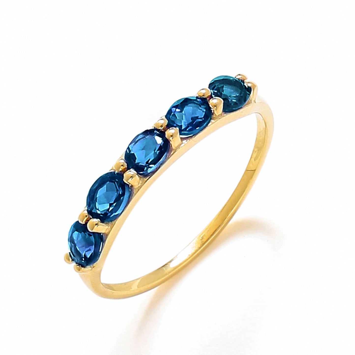 Tiramisu 0.90 ct London Blue Topaz 10k Gold Eternity Band Ring