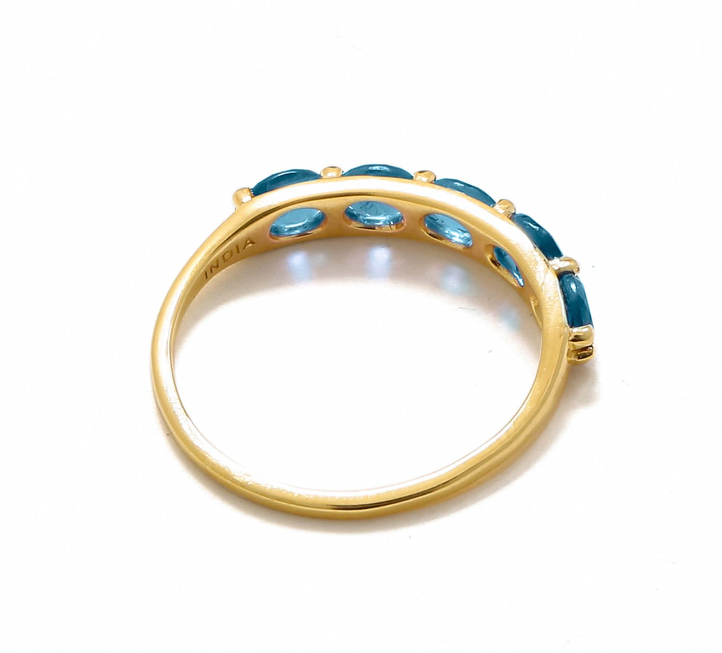 Tiramisu 0.90 ct London Blue Topaz 10k Gold Eternity Band Ring