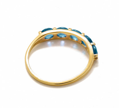 Tiramisu 0.90 ct London Blue Topaz 10k Gold Eternity Band Ring