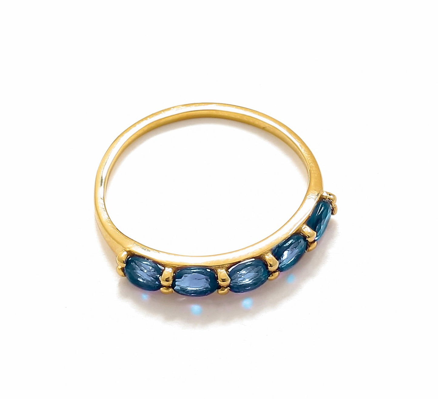 Tiramisu 0.90 ct London Blue Topaz 10k Gold Eternity Band Ring