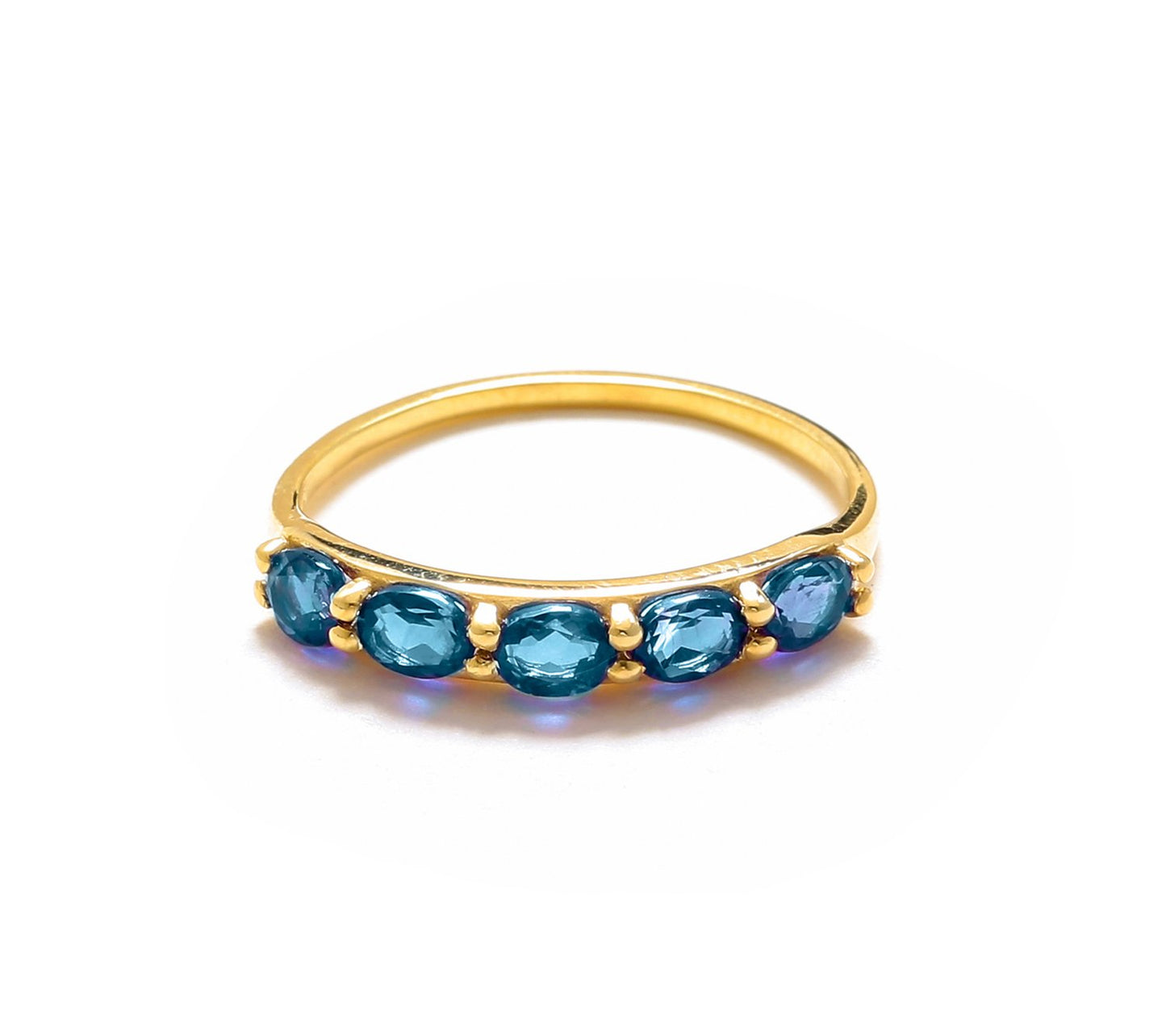 Tiramisu 0.90 ct London Blue Topaz 10k Gold Eternity Band Ring