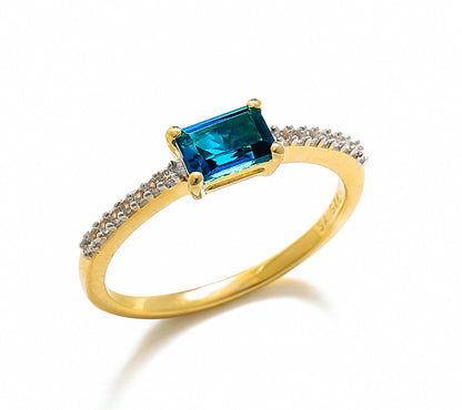 Tiramisu 0.92 Ct London Blue Topaz Solid 10k Yellow Gold Ring Jewelry