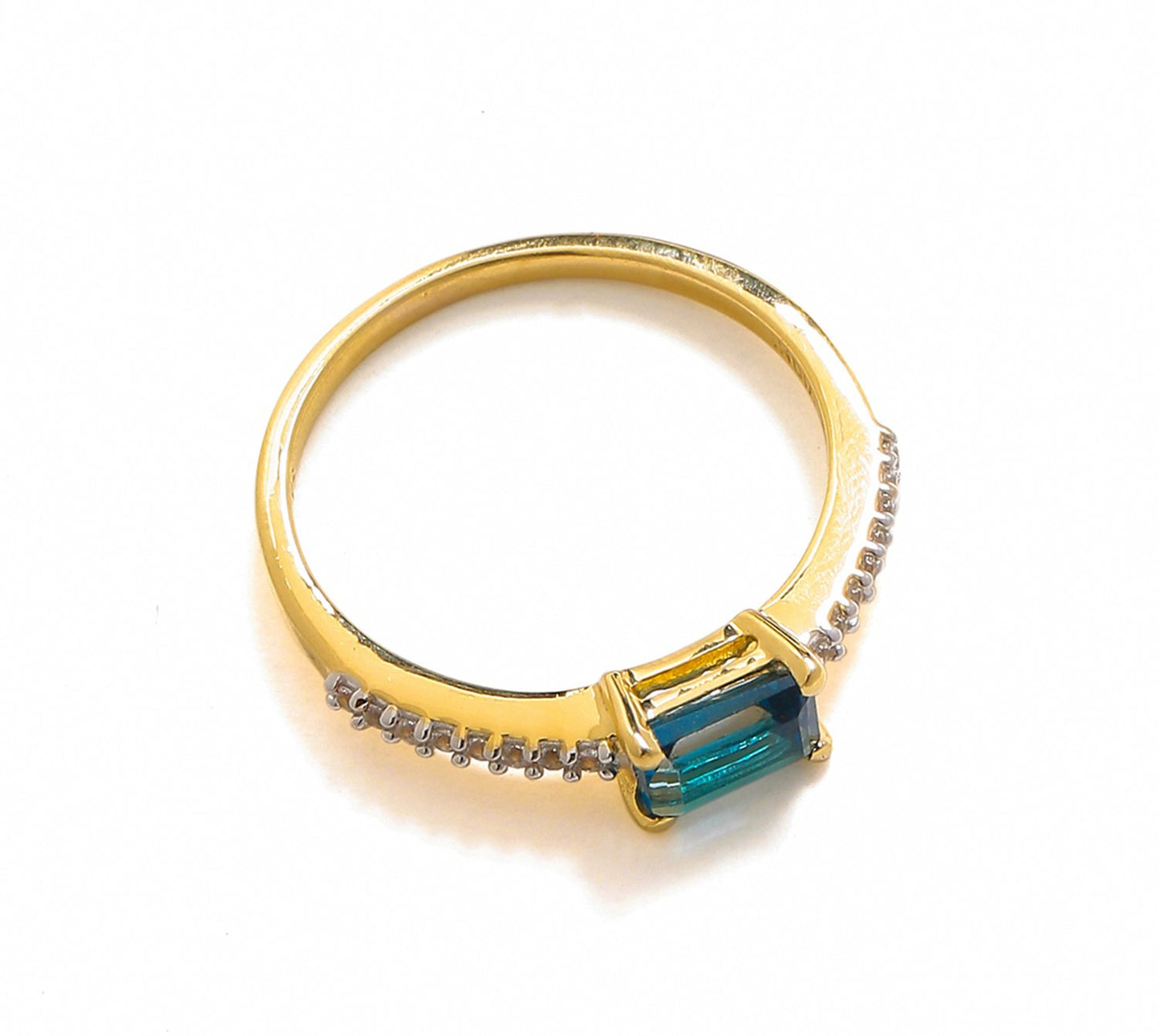 Tiramisu 0.92 Ct London Blue Topaz Solid 10k Yellow Gold Ring Jewelry
