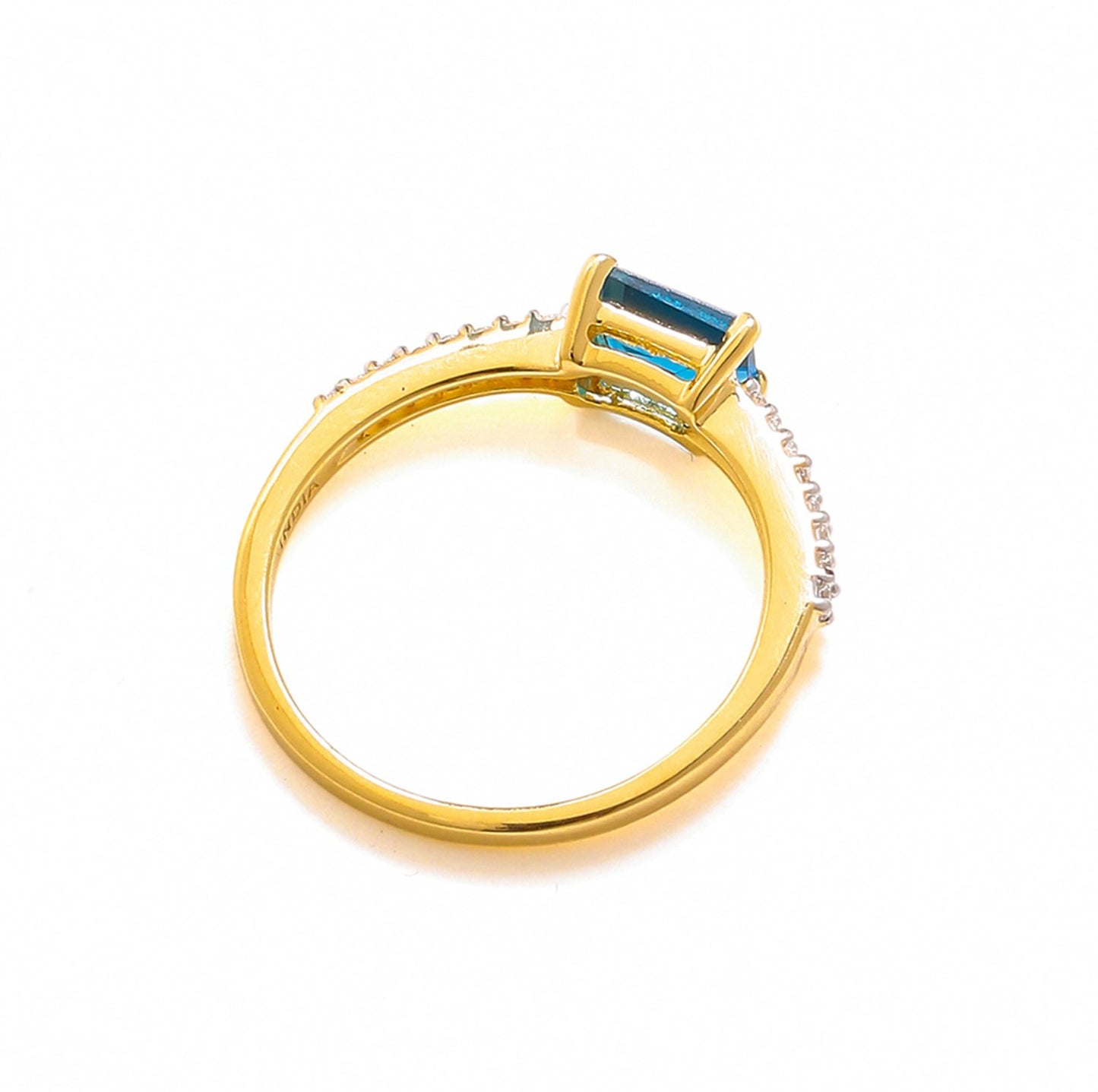 Tiramisu 0.92 Ct London Blue Topaz Solid 10k Yellow Gold Ring Jewelry