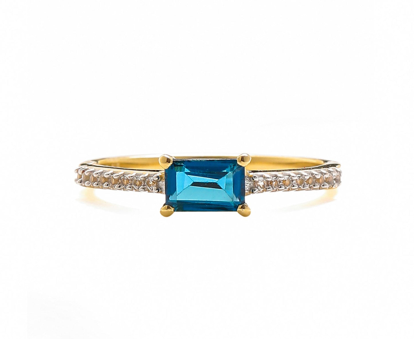 Tiramisu 0.92 Ct London Blue Topaz Solid 10k Yellow Gold Ring Jewelry