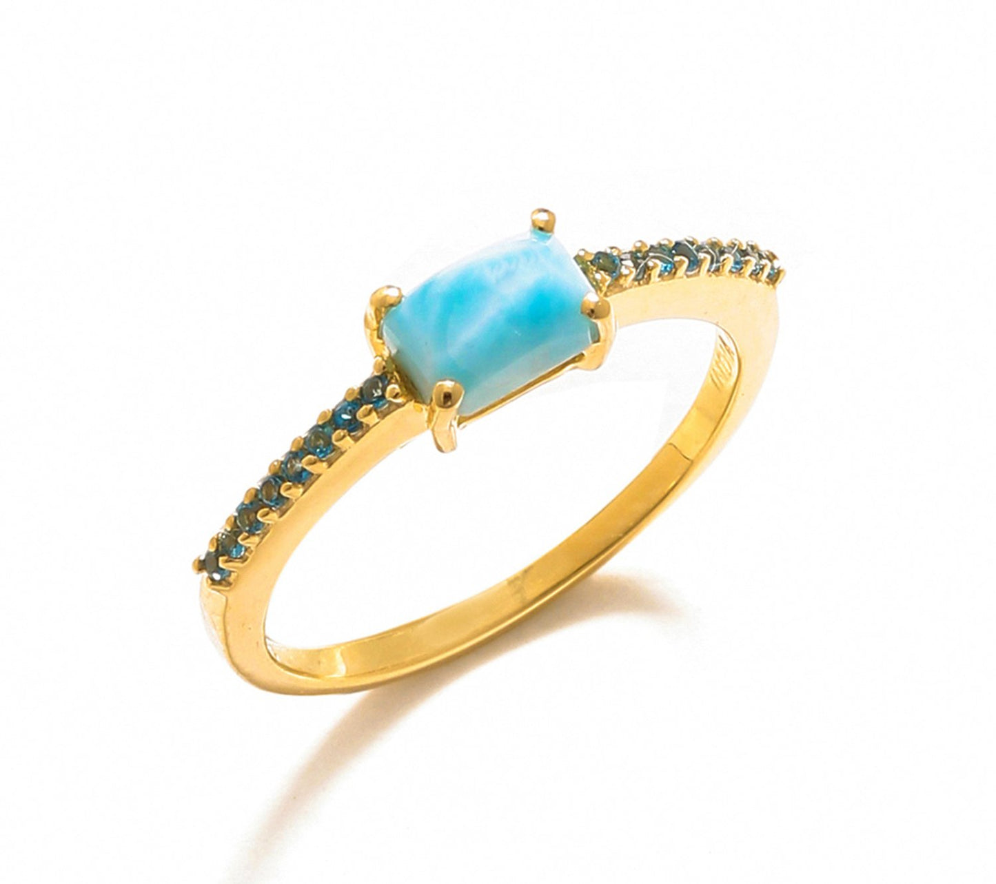 Tiramisu 0.69 Ct Larimar London Blue Topaz Solid 10k Yellow Gold Ring Jewelry