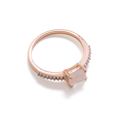 Tiramisu 0.65 Ct Moonstone Solid 10k Rose Gold Ring Jewelry
