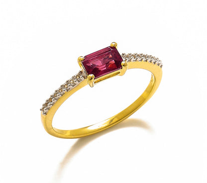 Tiramisu 0.90 Ct Rhodolite Garnet Solid 10k Yellow Gold Ring Jewelry