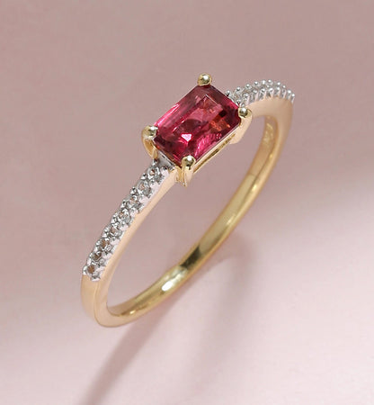 Tiramisu 0.90 Ct Rhodolite Garnet Solid 10k Yellow Gold Ring Jewelry