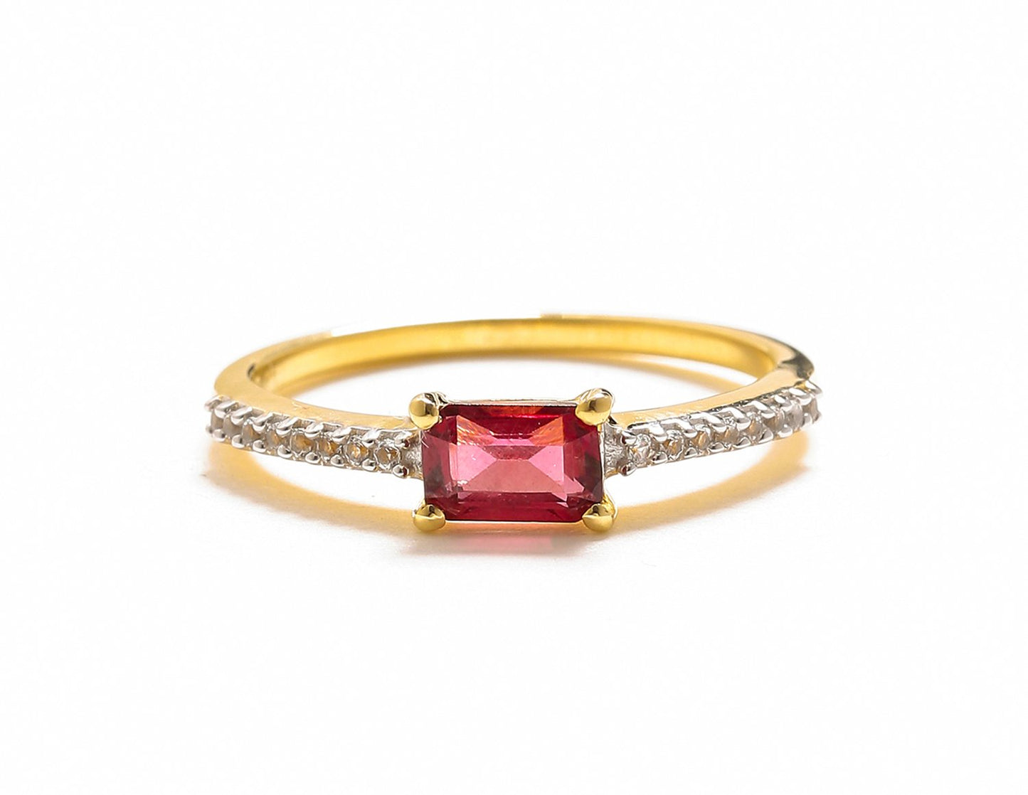 Tiramisu 0.90 Ct Rhodolite Garnet Solid 10k Yellow Gold Ring Jewelry