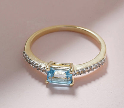 Tiramisu 0.92 Ct Sky Blue Topaz Solid 10k Yellow Gold Ring Jewelry