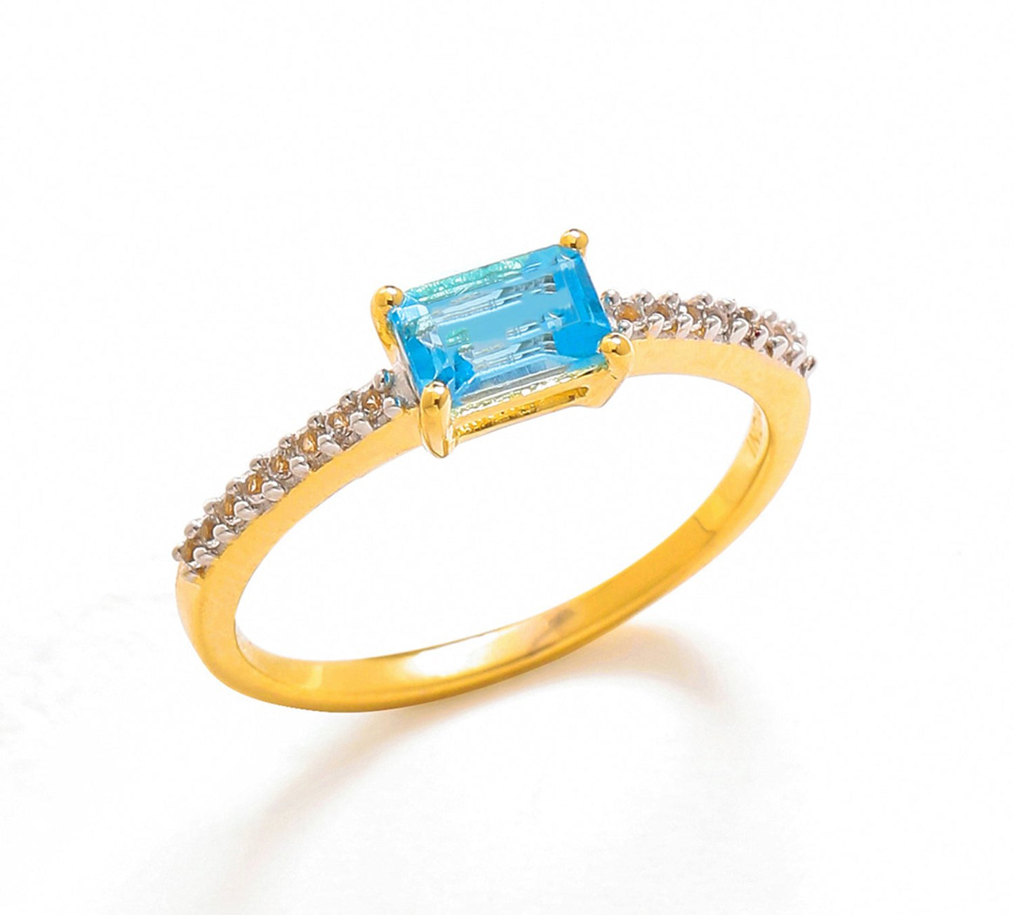 Tiramisu 0.92 Ct Sky Blue Topaz Solid 10k Yellow Gold Ring Jewelry