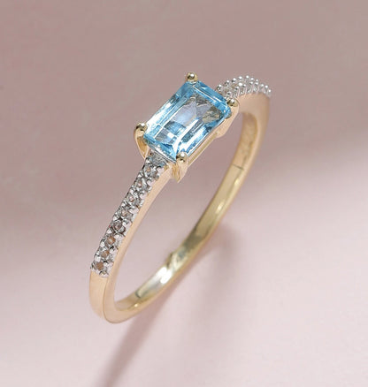 Tiramisu 0.92 Ct Sky Blue Topaz Solid 10k Yellow Gold Ring Jewelry