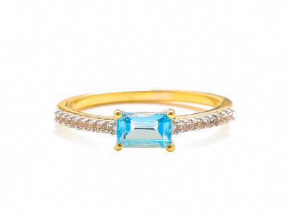 Tiramisu 0.92 Ct Sky Blue Topaz Solid 10k Yellow Gold Ring Jewelry