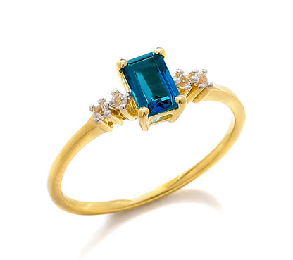 Tiramisu 0.77 Ct London Blue Topaz Solid 10k Yellow Gold Ring Jewelry