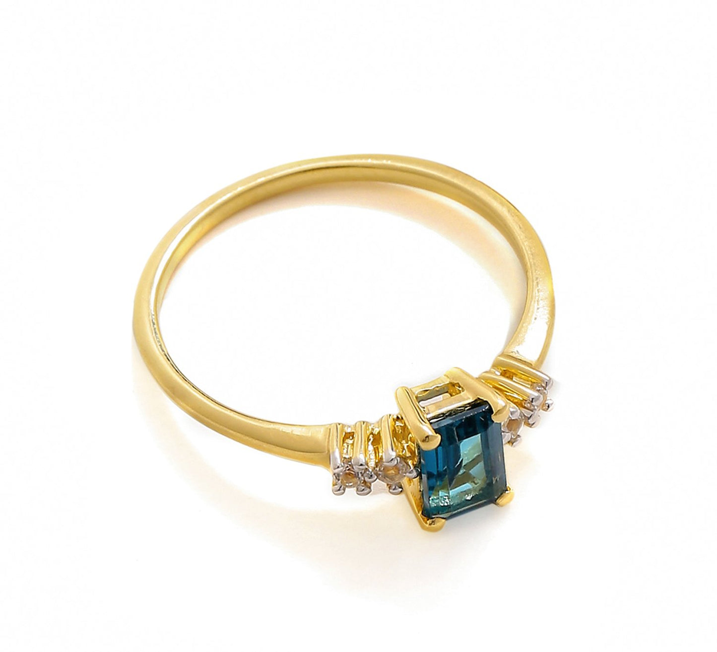 Tiramisu 0.77 Ct London Blue Topaz Solid 10k Yellow Gold Ring Jewelry