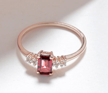 Tiramisu 0.86 Ct Rhodolite Garnet Solid 10k Rose Gold Ring Jewelry