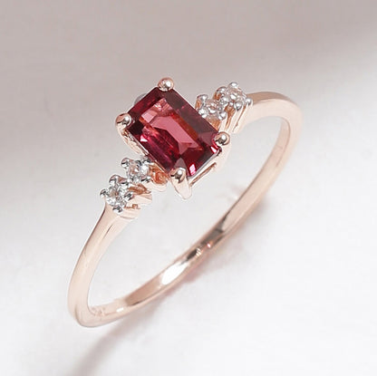 Tiramisu 0.86 Ct Rhodolite Garnet Solid 10k Rose Gold Ring Jewelry