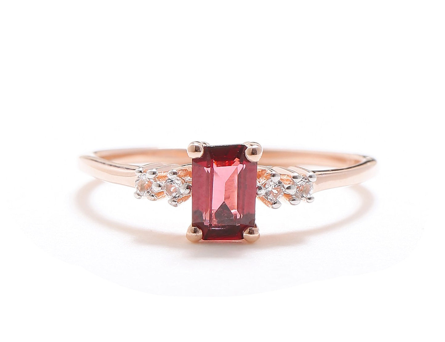 Tiramisu 0.86 Ct Rhodolite Garnet Solid 10k Rose Gold Ring Jewelry