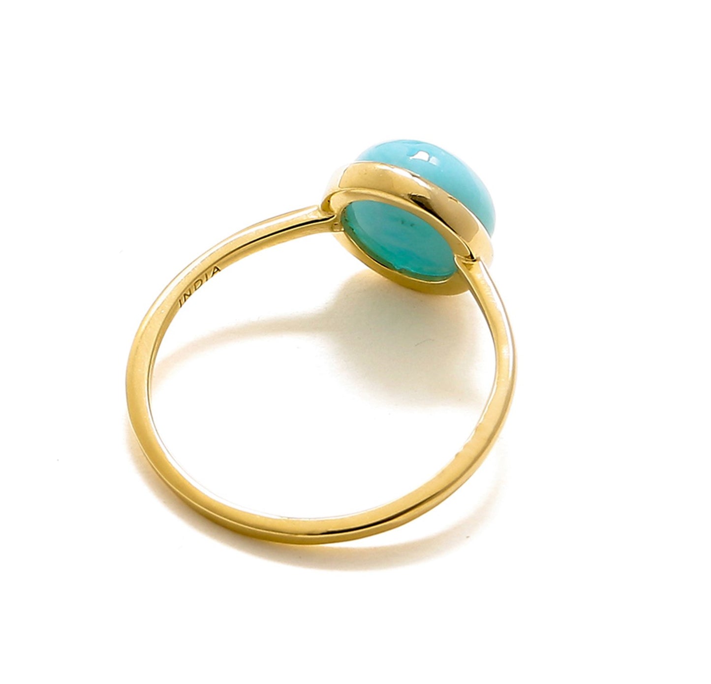 Tiramisu 2.20 Ct Larimar Solid 10k Yellow Gold Ring Jewelry