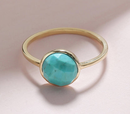 Tiramisu 2.03 Ct Turquoise Solid 10k Yellow Gold Ring Jewelry