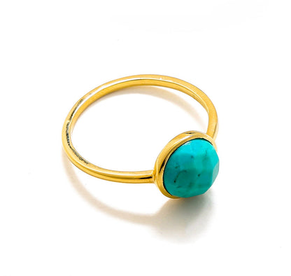 Tiramisu 2.03 Ct Turquoise Solid 10k Yellow Gold Ring Jewelry