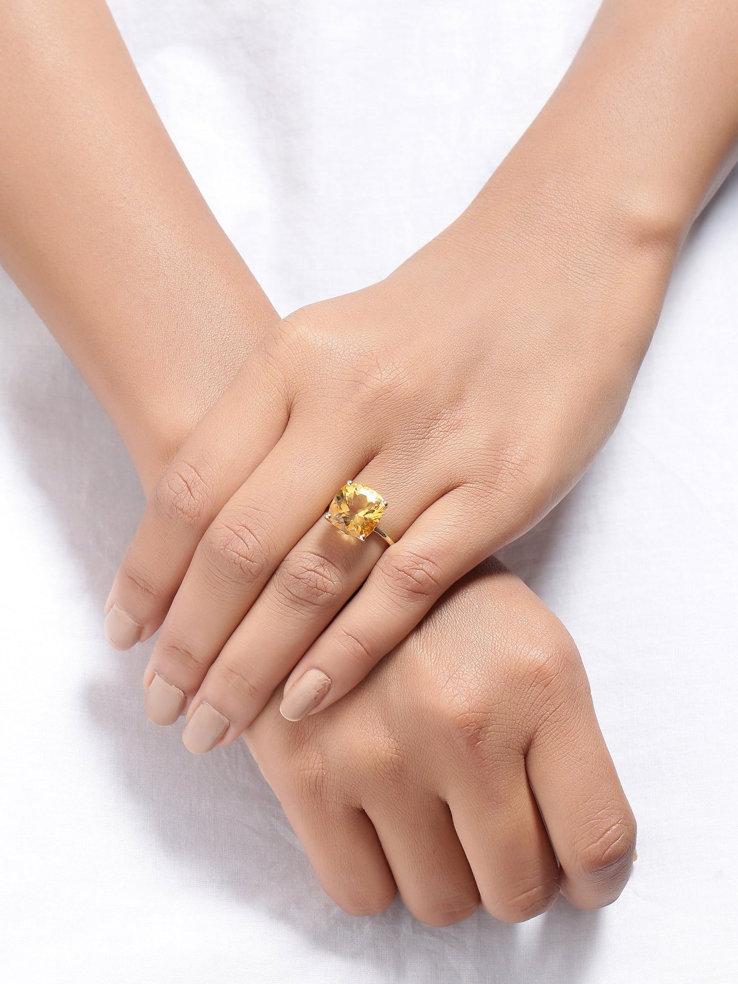 Tiramisu 5.85 Ct Citrine Solid 10k Yellow Gold Ring Jewelry