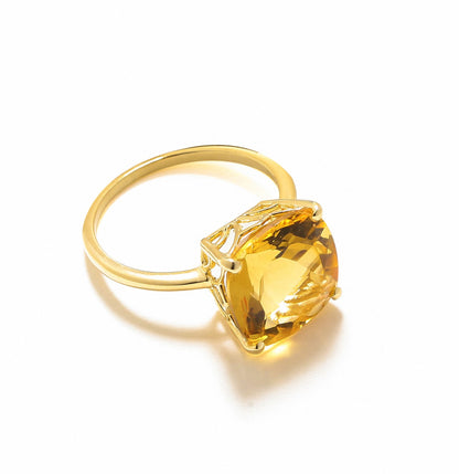 Tiramisu 5.85 Ct Citrine Solid 10k Yellow Gold Ring Jewelry