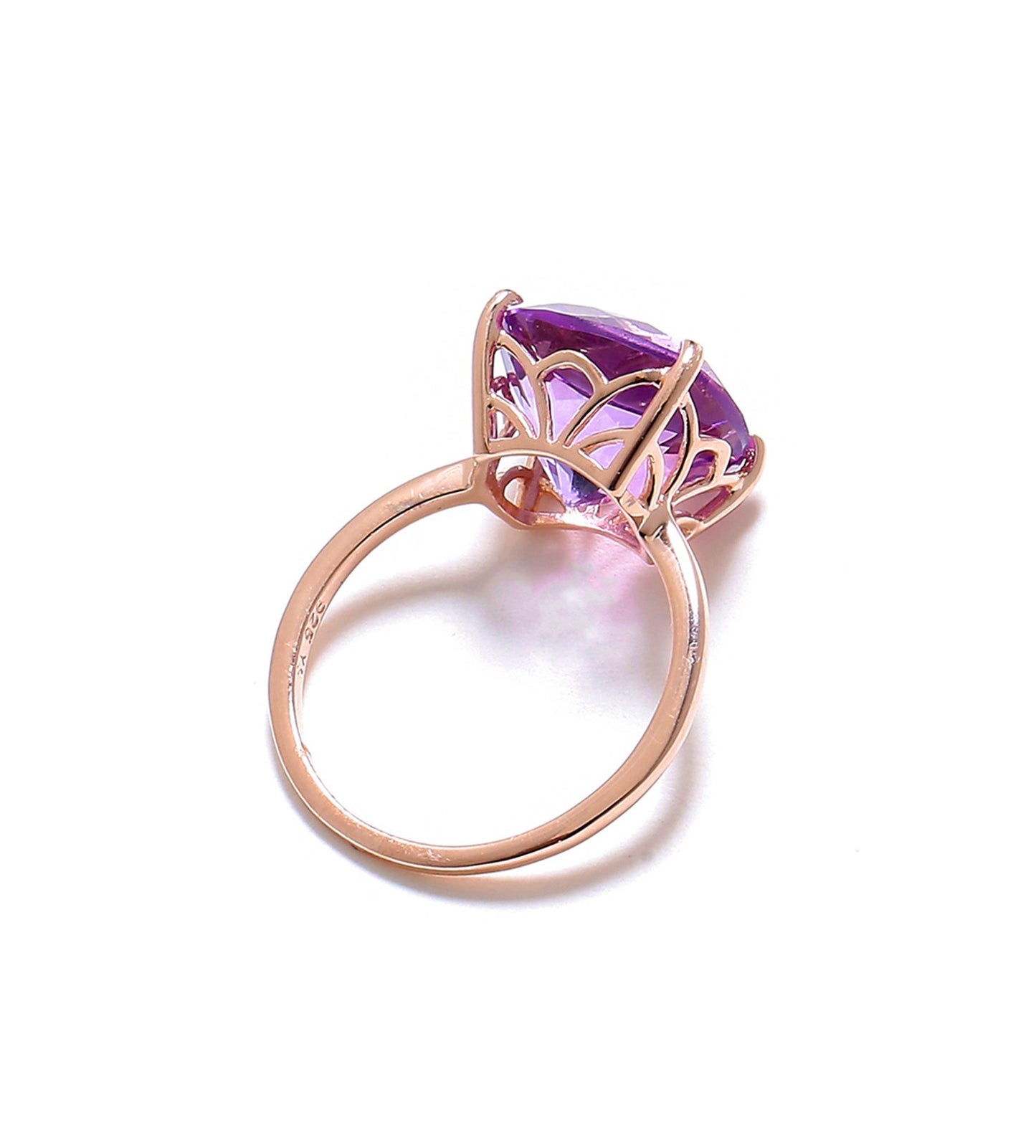 Tiramisu 5.85 Ct Amethyst Solid 10k Rose Gold Ring Jewelry