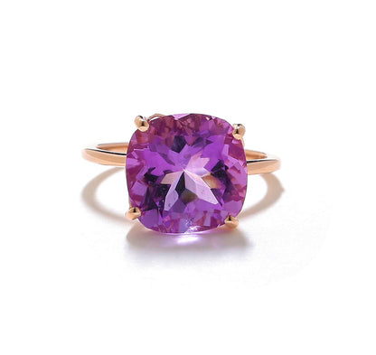 Tiramisu 5.85 Ct Amethyst Solid 10k Rose Gold Ring Jewelry