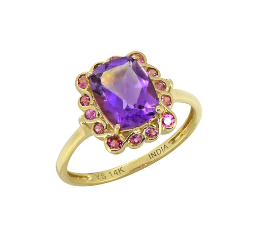 Tiramisu Solid 14k Yellow Gold Amethyst Ring (2.69 ct)