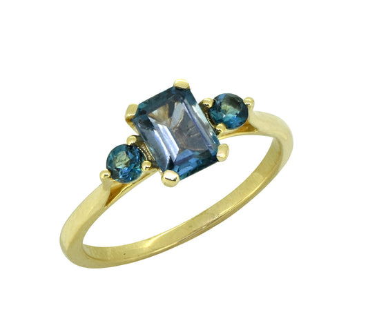 Tiramisu Solid 14k Yellow Gold London Blue Topaz Ring 1.65 ct