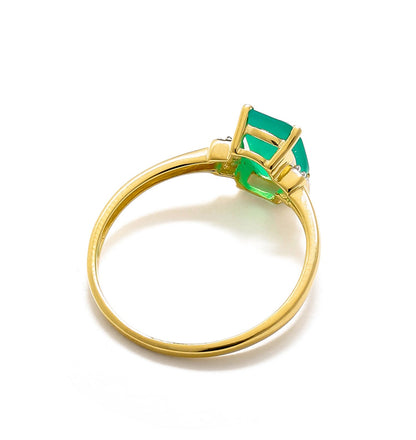 Tiramisu 1.32 Ct Green Onyx White Topaz Solid 10k Yellow Gold Ring