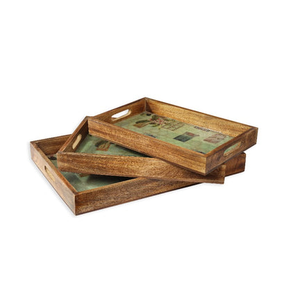 Blush Garden Resin And Wood Decorative Trays- Set of 3