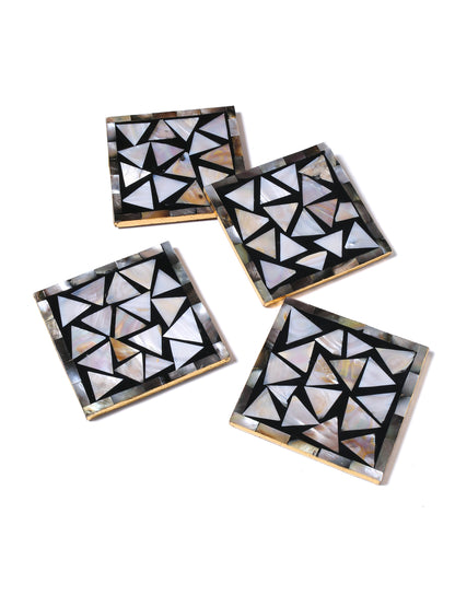 Mother of Pearl Coaster Triangle Pattern-  Set Of 4