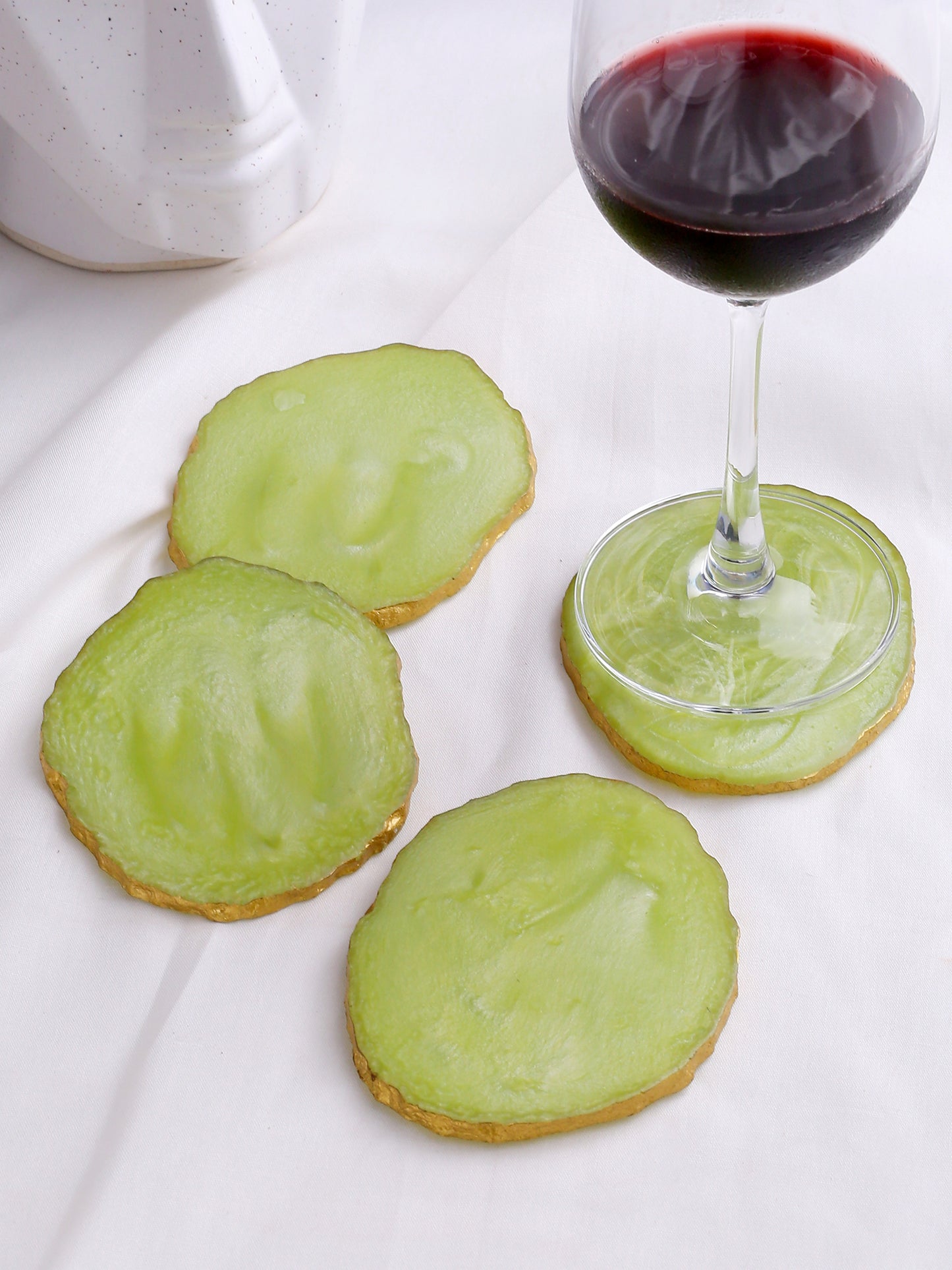 Green Resin Coaster- Set of 4