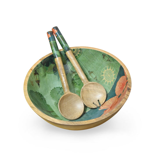 Spring Bloom Salad Bowl with Salad Servers